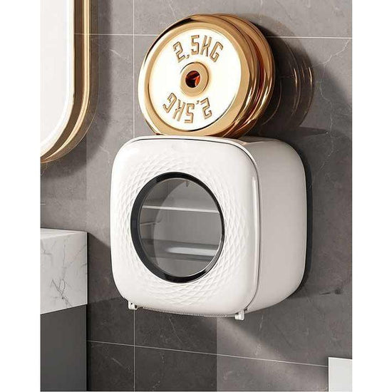 Light Khaki Wall-Mounted Bathroom Tissue Box - Waterproof Paper Towel Dispenser with Storage Shelf, No-Drill Design(Tissue Box Only)