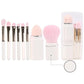 White 8-in-1 Retractable Mini Makeup Brush Set with Protective Cover – Compact Design for Travel and On-the-Go Touchups