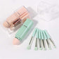 Green 8-in-1 Retractable Mini Makeup Brush Set with Protective Cover - Compact Design for Travel and On-the-Go Touchups