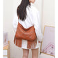 Brown Trendy Rivet Fringe Shoulder Bag - Large Capacity Soft Leather Handbag for Women, Perfect for Travel and Leisure