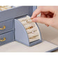 Light Pink Luxury PU Leather Jewelry Storage Box - 3-Tier Organizer with Mirror for Necklaces, Earrings, and Rings(Jewelry is a photo prop and is not included)