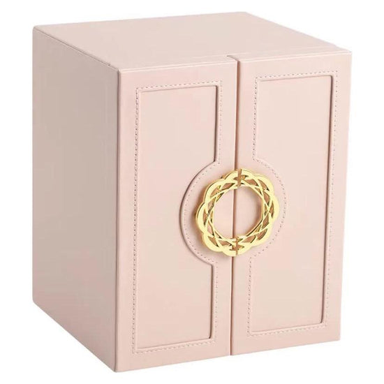Pink Elegant 5-Layer Large Capacity Jewelry Storage Box with Dual Opening Doors - Perfect for Organizing Necklaces, Rings, Earrings, and More(Jewelry is a photo prop and is not included)
