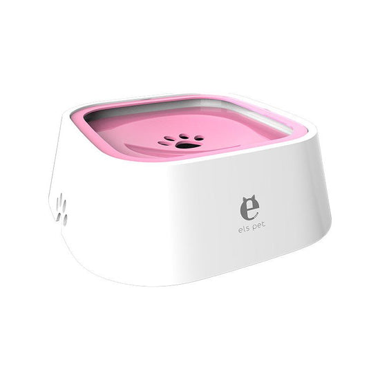 Pink Anti-Spill Floating Pet Water Bowl for Dogs and Cats - 1L Capacity, Splash-Proof and Anti-Wet Mouth Design