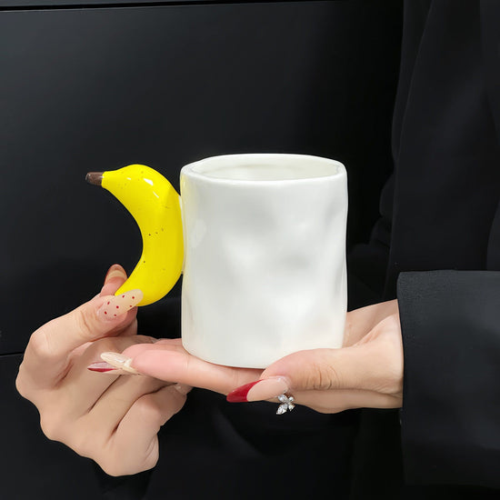 Banana Creative Fruit Ceramic Mug - Adorable Handle Design, 280ml Couple Cups, Perfect Gift for Birthdays or Valentine&