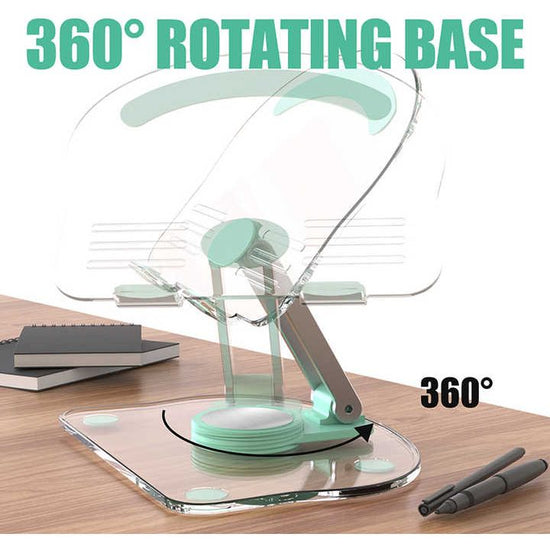 Green Acrylic Foldable Tablet and Phone Stand - 360° Rotation, Anti-Slip Design, Lightweight and Compact