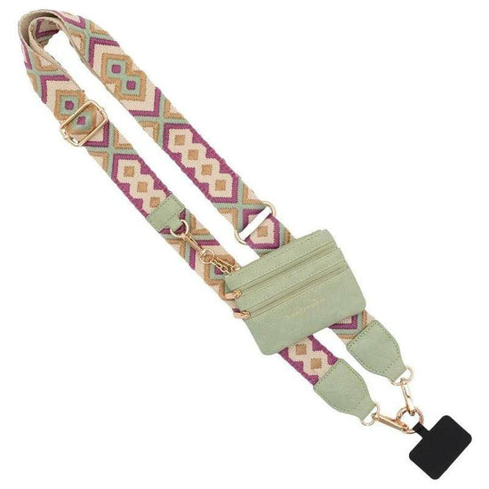 Diamond shape Patchwork Adjustable Crossbody Strap with Mini Pouch - Versatile Replacement Shoulder Strap