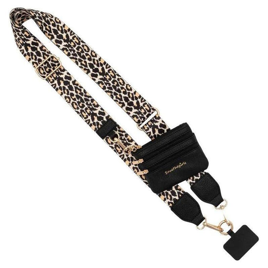 Leopard Pattern Patchwork Adjustable Crossbody Strap with Mini Pouch - Versatile Replacement Shoulder Strap