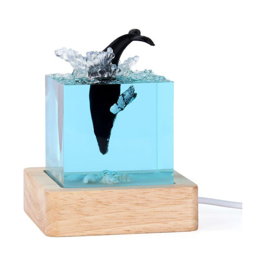 Shelling humpback whale into the water Handcrafted Ocean Resin Whale Night Light - Unique Home Decor Table Lamp