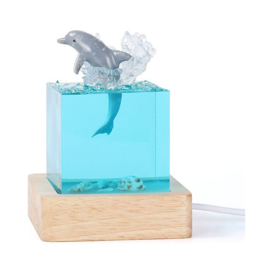 Shell Dolphin Jumping Handcrafted Ocean Resin Whale Night Light - Unique Home Decor Table Lamp
