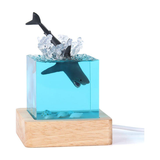 Megalodon Shark Handcrafted Ocean Resin Whale Night Light - Unique Home Decor Table Lamp