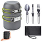 Green And Grey Compact Outdoor Camping Cookware Set with 410 Stainless Steel Utensils