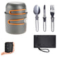 Orange And Grey Compact Outdoor Camping Cookware Set with 410 Stainless Steel Utensils