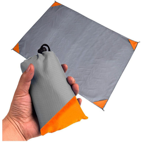 Grey And Orange Portable Waterproof Camping Mat - Foldable Picnic and Beach Blanket