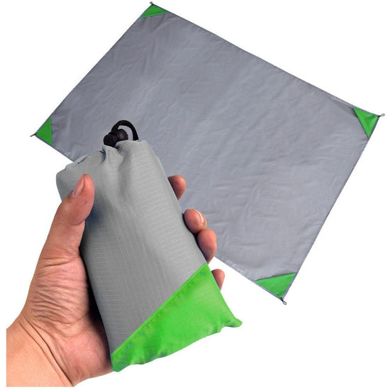 Grey And Green Portable Waterproof Camping Mat - Foldable Picnic and Beach Blanket