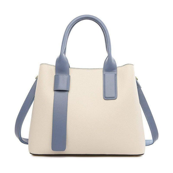 Off White And Blue Retro Fashion Handbag - Elegant Tote with Large Capacity for Work and Daily Use