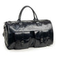 Black PU Leather Travel Duffel Bag - Multifunctional Overnight Gym Bag with Spacious Compartments