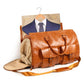 Brown PU Leather Travel Duffel Bag - Multifunctional Overnight Gym Bag with Spacious Compartments