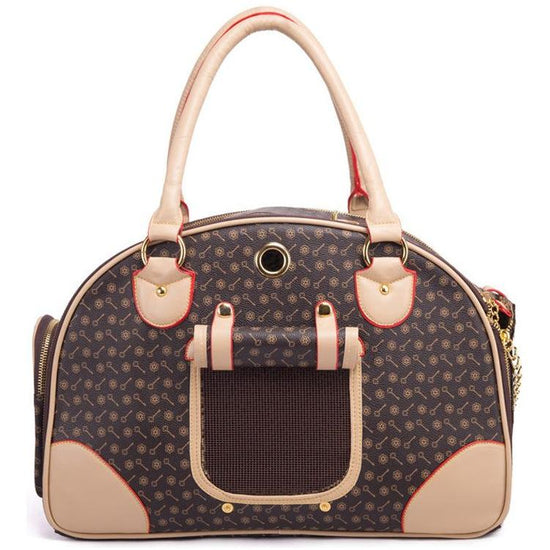 Portable Pet Travel Bag - Anti-Crush Dog Carrier for Outdoor Trips (L-42x29x18cm, Coffee Color)