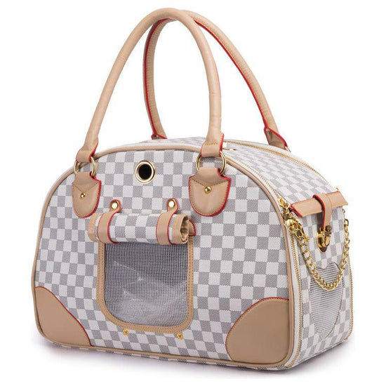 Portable Pet Travel Bag - Anti-Crush Dog Carrier for Outdoor Trips (L-42x29x18cm, White Color)