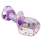 Purple 3-in-1 Kids Play Tent Set - Foldable Indoor/Outdoor Tunnel and Ball Pit with Fence