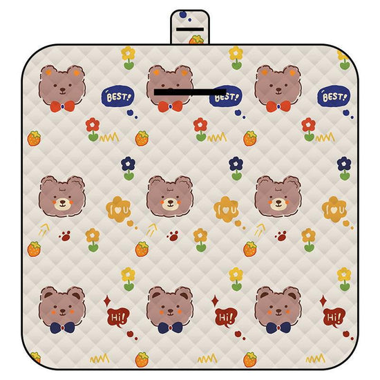 Thickened Waterproof Picnic Blanket - Portable Outdoor Beach Mat for Camping and Hiking 150*200cm(Bow tie bear)