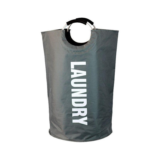 Dark Gray Large-Capacity Double Oxford Fabric Laundry Hamper with Aluminum Handles - Durable Round Clothes Basket for Home Storage