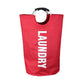 Red Large-Capacity Double Oxford Fabric Laundry Hamper with Aluminum Handles - Durable Round Clothes Basket for Home Storage
