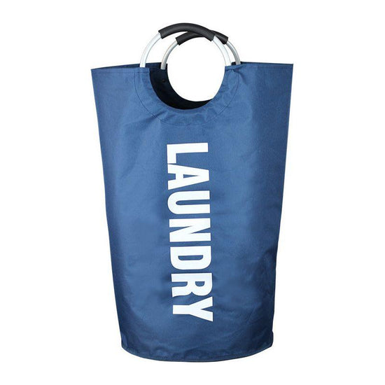 Blue Large-Capacity Double Oxford Fabric Laundry Hamper with Aluminum Handles - Durable Round Clothes Basket for Home Storage