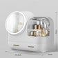 Ivory  White LED Vanity Makeup Organizer with Partition Storage and Touch-Control Mirror - Large Capacity Cosmetic Box