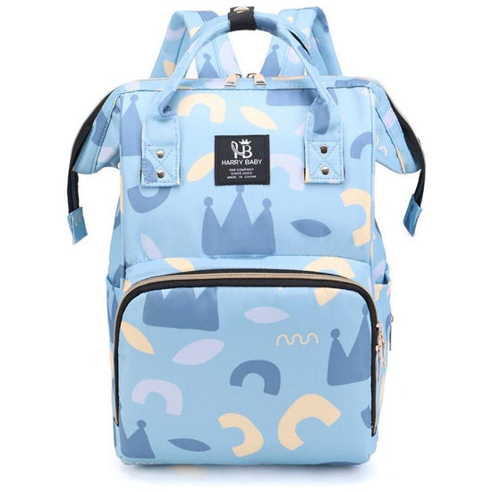 Large Capacity Multi-Functional Baby Diaper Backpack - Stylish and Travel-Friendly Mummy Bag  Crown Blue