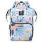 Large Capacity Multi-Functional Baby Diaper Backpack - Stylish and Travel-Friendly Mummy Bag  floral Blue