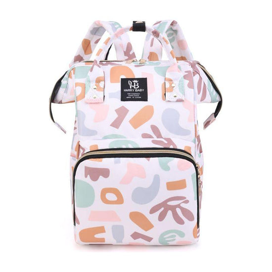 Large Capacity Multi-Functional Baby Diaper Backpack - Stylish and Travel-Friendly Mummy Bag Geometric Orange