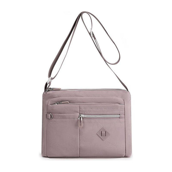 Lightweight Nylon Crossbody Shoulder Bag - Purple, Adjustable Strap, Multi-Pocket Design