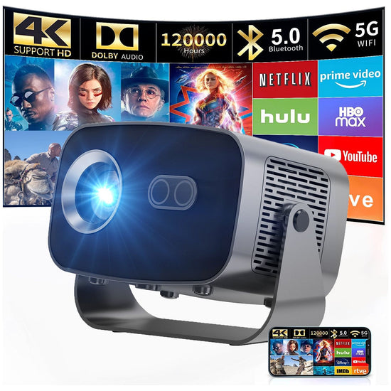 V100 Auto-Focus 4K Mini Projector (950S)with Android WiFi for Home Theater 197*91*101MM(2+8G)