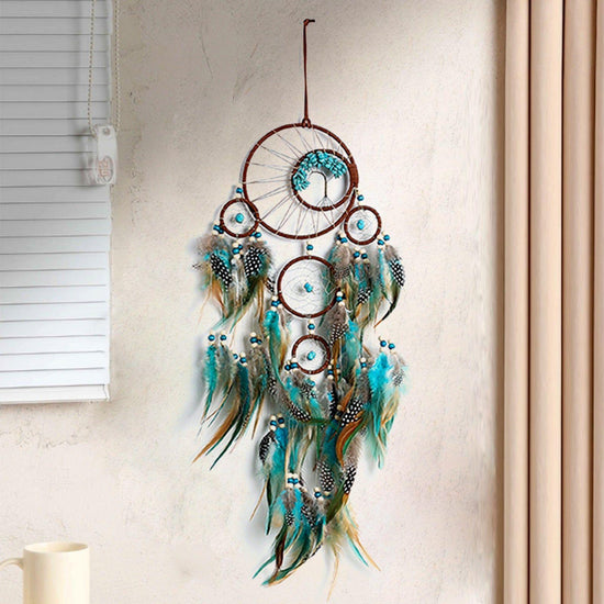 Handmade Dream Catcher with Feathers - Bohemian Wall Hanging Decorative Wind Chime