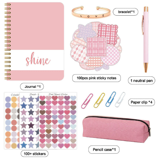 Kids Creative Journal Gift Set(Pink) - Notebook, Pen, Stickers, and Accessories