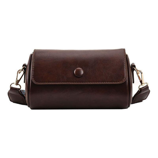 Coffee Vintage PU Leather Shoulder Bag with Adjustable Strap - Compact and Stylish