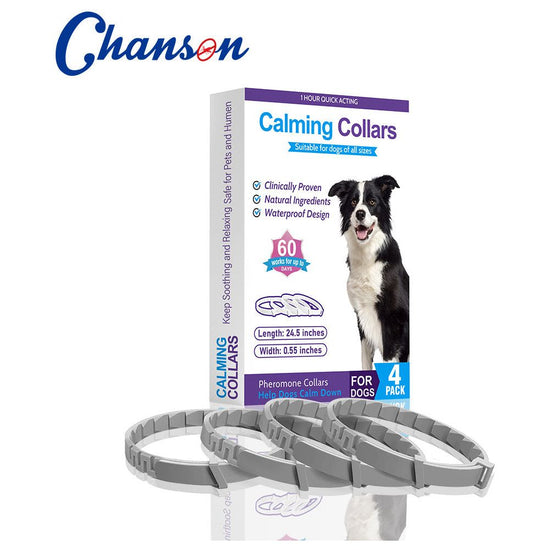 Gray Calming Collars for Dogs - Natural Stress Relief, Adjustable, 4 Pack