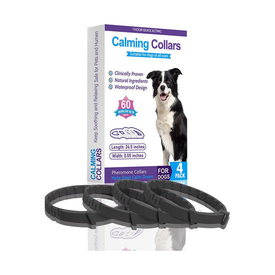 Black Calming Collars for Dogs - Natural Stress Relief, Adjustable, 4 Pack