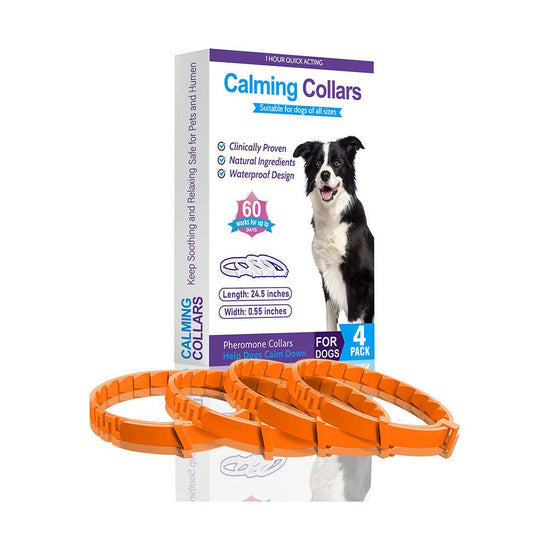 Orange Calming Collars for Dogs - Natural Stress Relief, Adjustable, 4 Pack