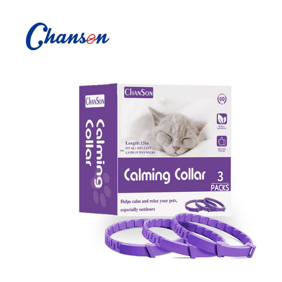 Purple Calming Collars for Cats - Natural Anxiety Relief, Adjustable, 3 Pack (2 set/6PCS)