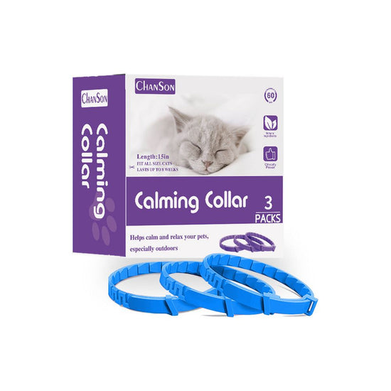 Blue Calming Collars for Cats - Natural Anxiety Relief, Adjustable, 3 Pack (2 set/6PCS)