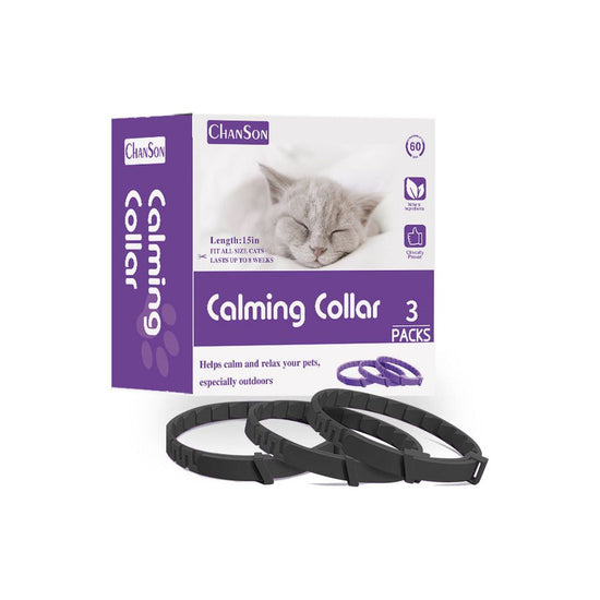 Black Calming Collars for Cats - Natural Anxiety Relief, Adjustable, 3 Pack (2 set/6PCS)