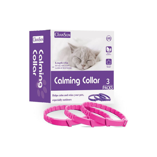 Pink Calming Collars for Cats - Natural Anxiety Relief, Adjustable, 3 Pack (2 set/6PCS)