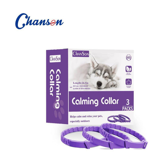 Purple Calming Collars for Dogs - Natural Stress Relief, Adjustable, 3 Pack (2 set/6PCS)
