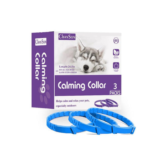 Blue Calming Collars for Dogs - Natural Stress Relief, Adjustable, 3 Pack (2 set/6PCS)