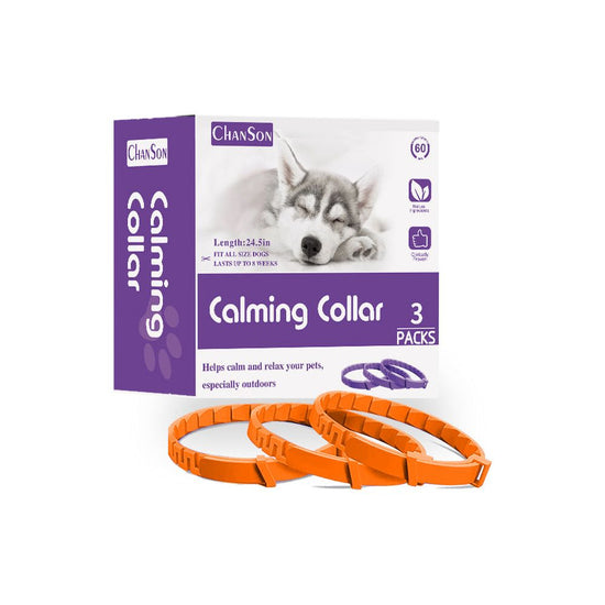 Orange Calming Collars for Dogs - Natural Stress Relief, Adjustable, 3 Pack (2 set/6PCS)