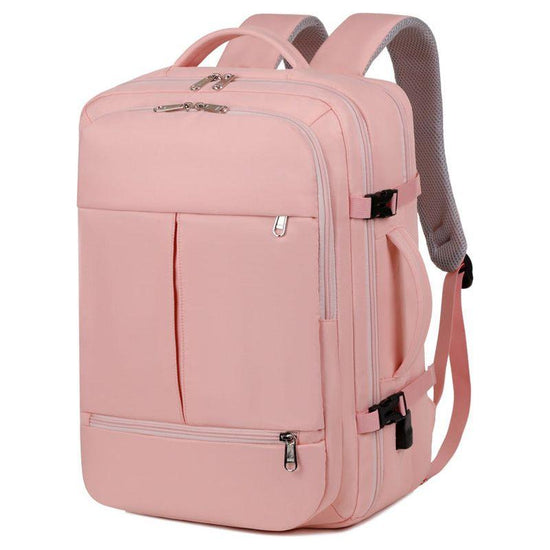 Large Capacity Travel Backpack with USB Charging Port - Pink
