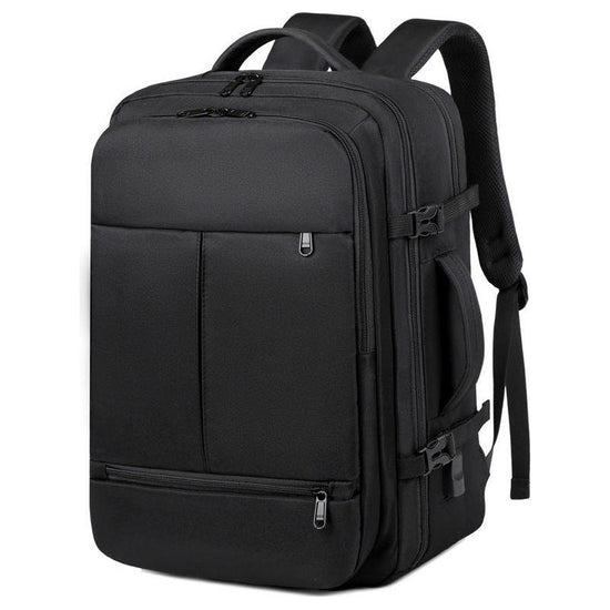 Large Capacity Travel Backpack with USB Charging Port - Black