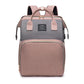 Multifunctional Diaper Backpack with Mosquito Net and Insulated Pockets - Pink and Grey